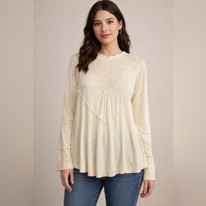 POL Ivory Oversized Long Sleeve Top